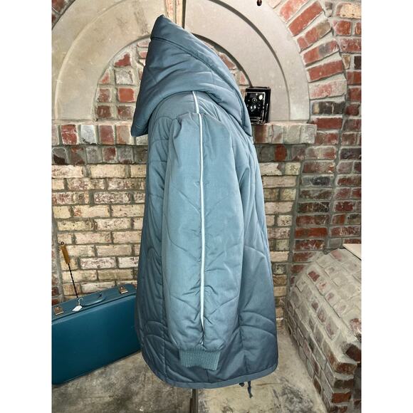 cocoon coat quilted hood 1980s gray toggle buttons - Picture 9 of 13